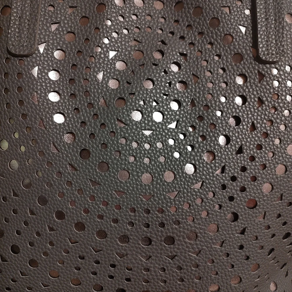 Gray Large Laser-Cut Tote Bag